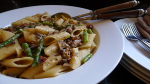 Pasta with Creamy Mushroom Sauce and Asparagus - Copy